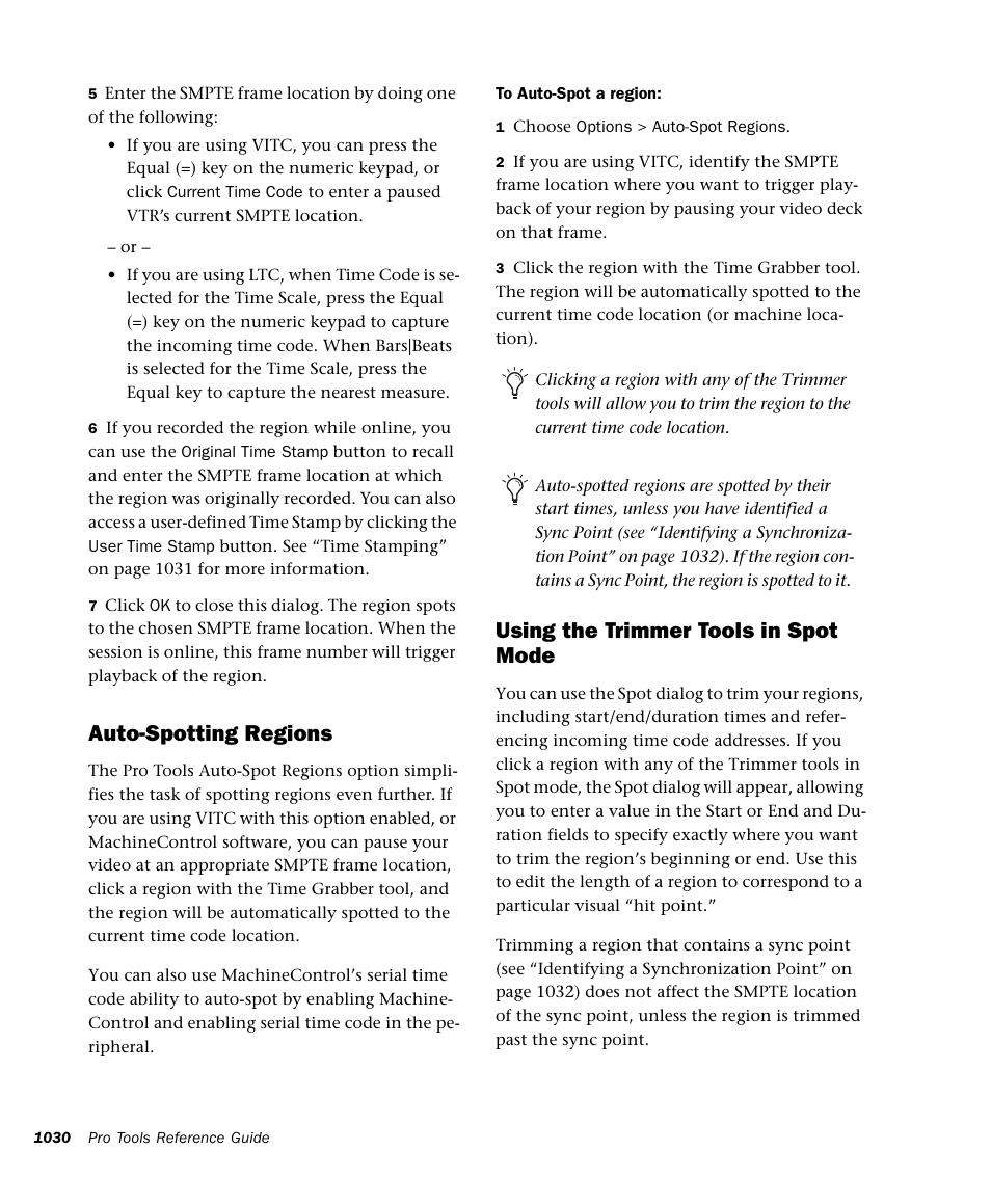 Auto-spotting regions, Using the trimmer tools in spot mode | M-AUDIO Pro Tools Recording Studio User Manual | Page 1048 / 1112