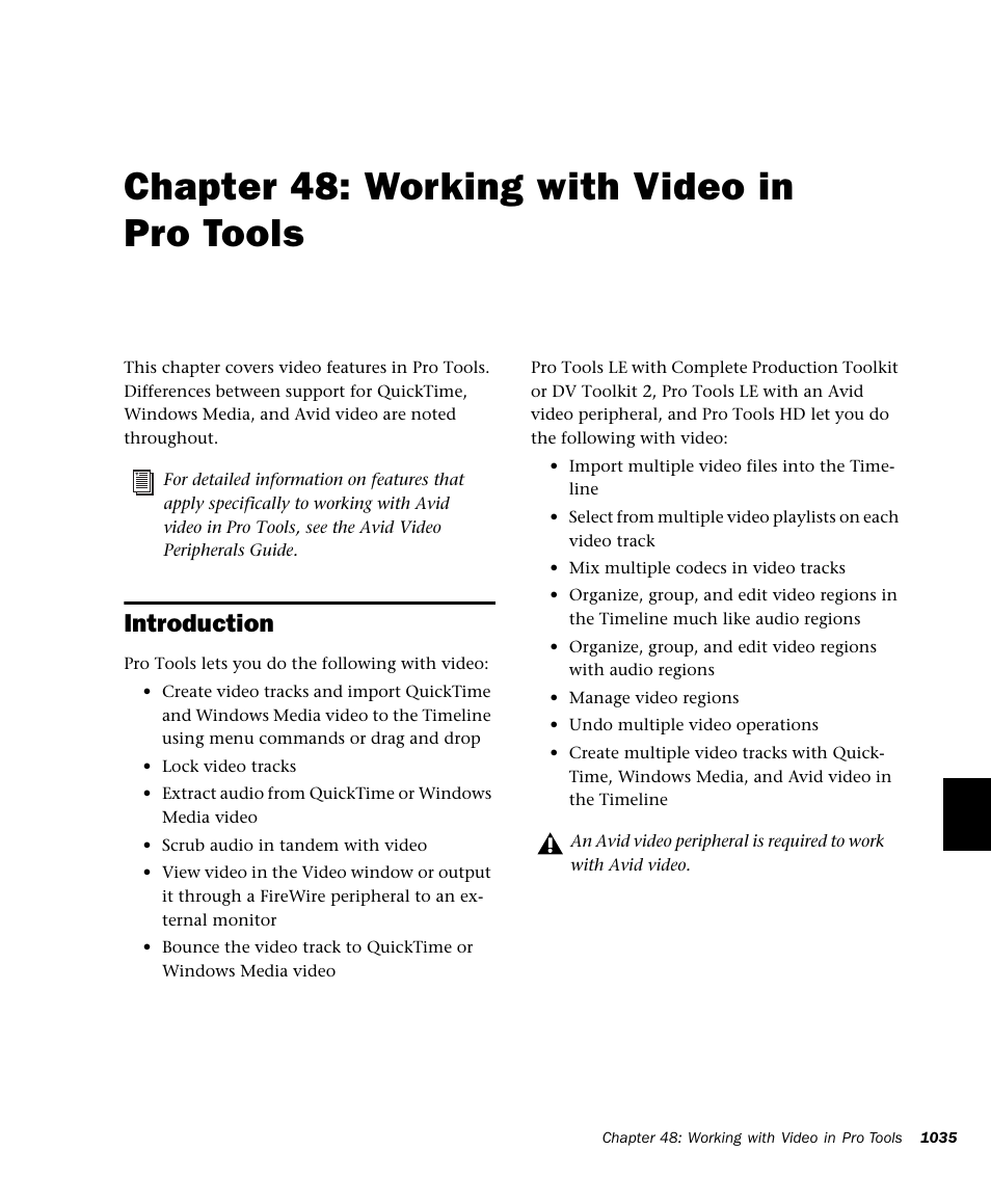 Chapter 48: working with video in pro tools, Introduction, R 48. working with video in pro tools | E chapter 48, “working with, Video in pro tools | M-AUDIO Pro Tools Recording Studio User Manual | Page 1053 / 1112