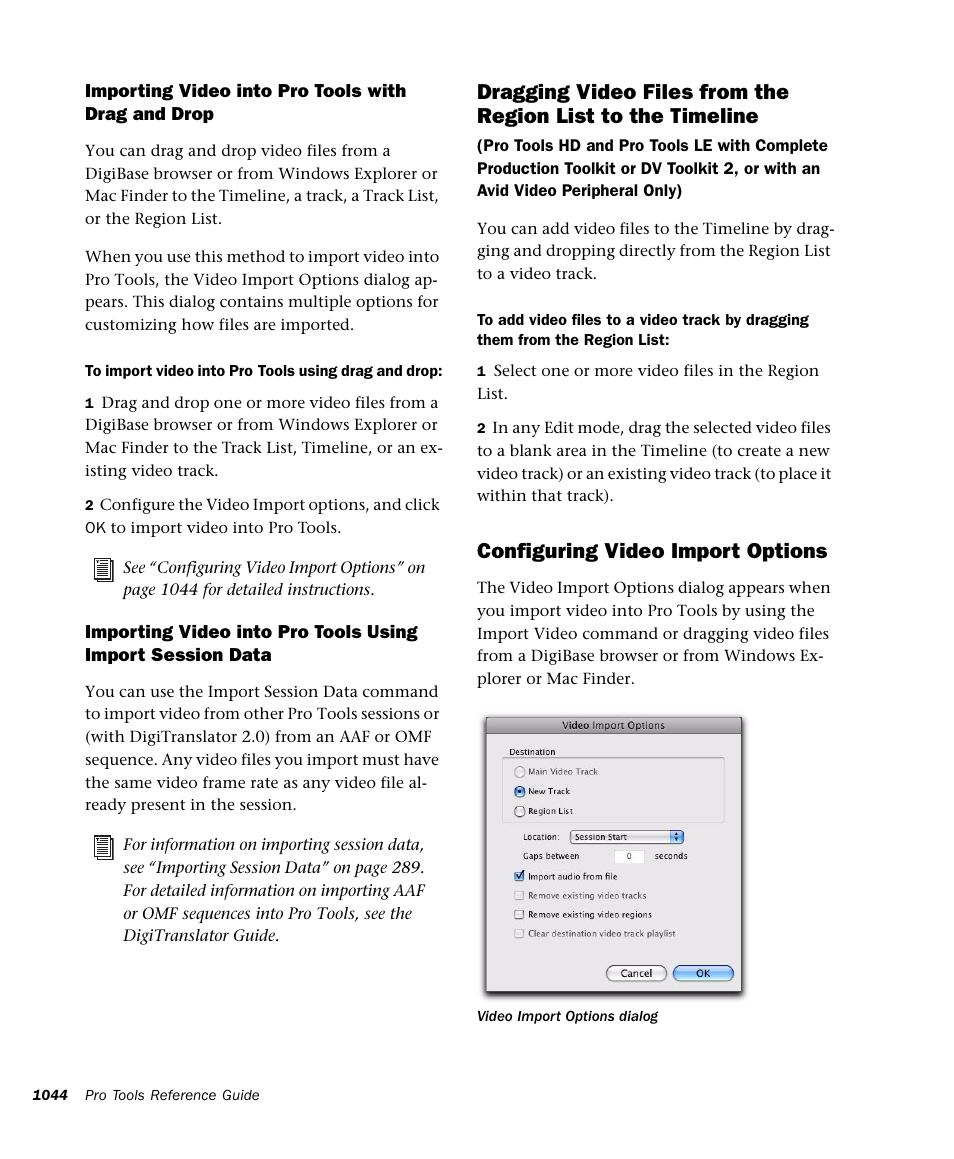 Configuring video import options | M-AUDIO Pro Tools Recording Studio User Manual | Page 1062 / 1112