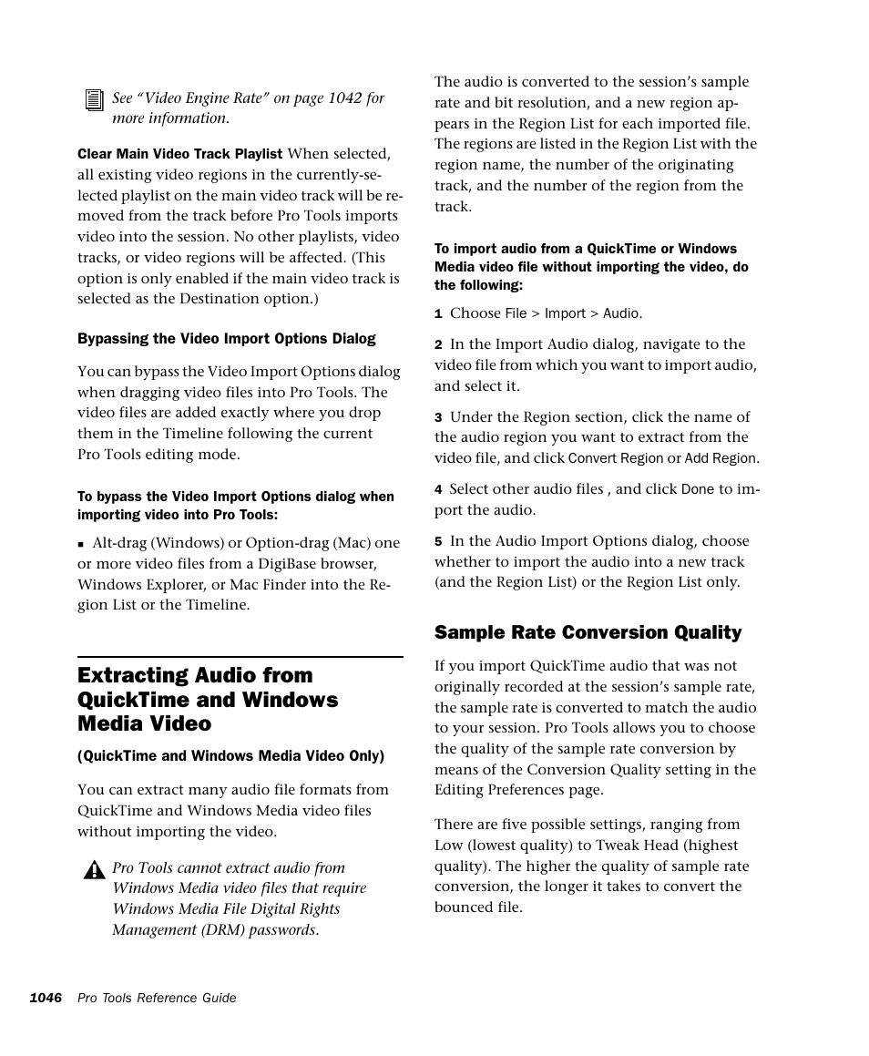 Sample rate conversion quality | M-AUDIO Pro Tools Recording Studio User Manual | Page 1064 / 1112