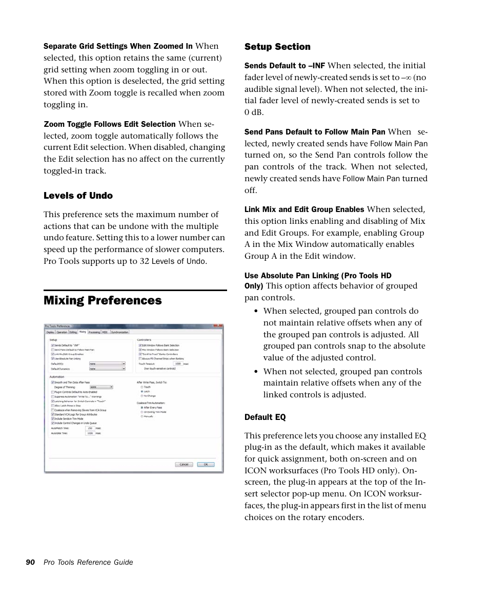 Mixing preferences | M-AUDIO Pro Tools Recording Studio User Manual | Page 108 / 1112
