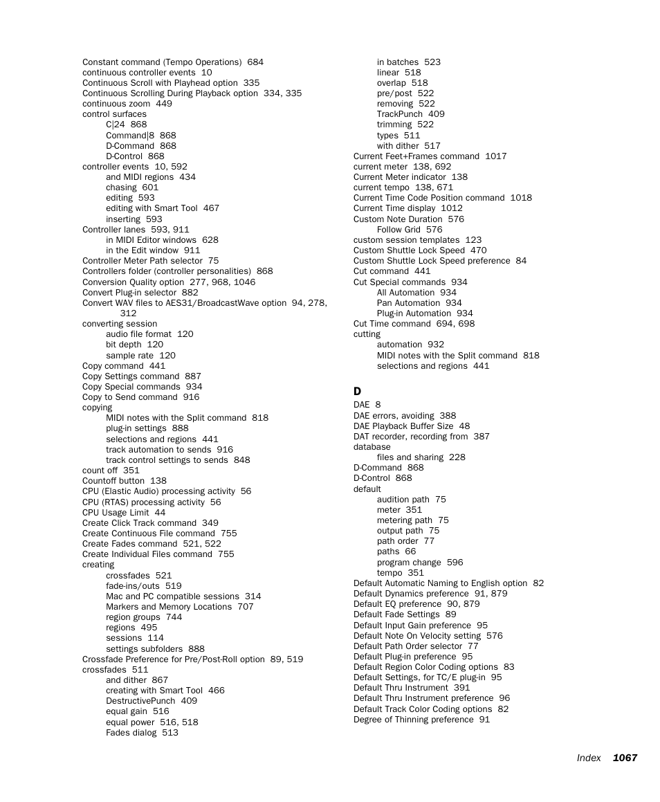 M-AUDIO Pro Tools Recording Studio User Manual | Page 1085 / 1112