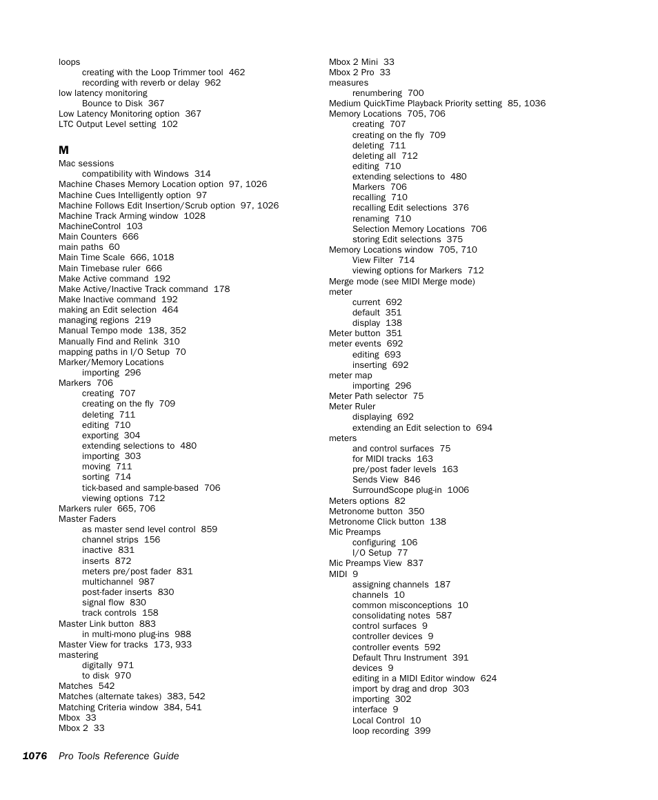 M-AUDIO Pro Tools Recording Studio User Manual | Page 1094 / 1112