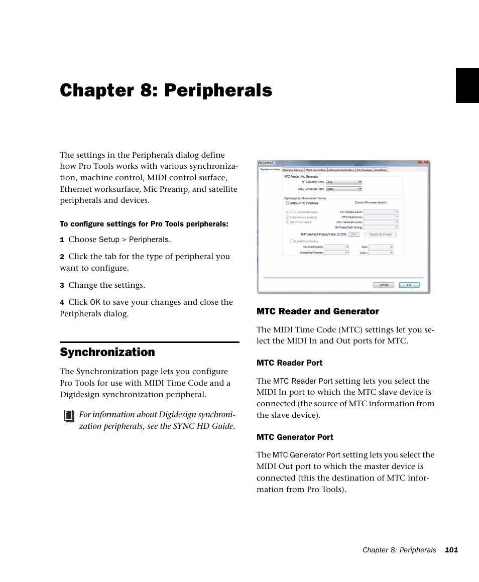 Chapter 8: peripherals, Synchronization, Peripherals | M-AUDIO Pro Tools Recording Studio User Manual | Page 119 / 1112