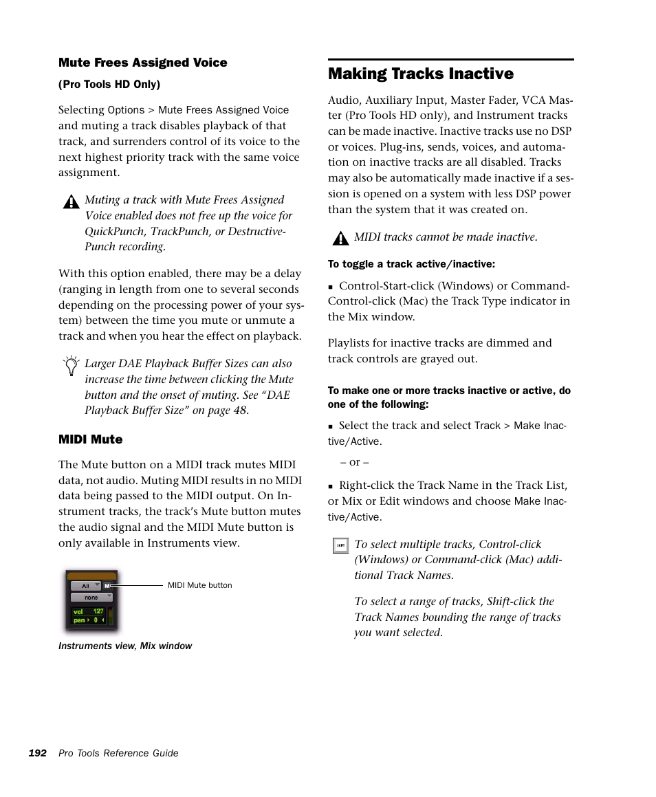 Making tracks inactive | M-AUDIO Pro Tools Recording Studio User Manual | Page 210 / 1112