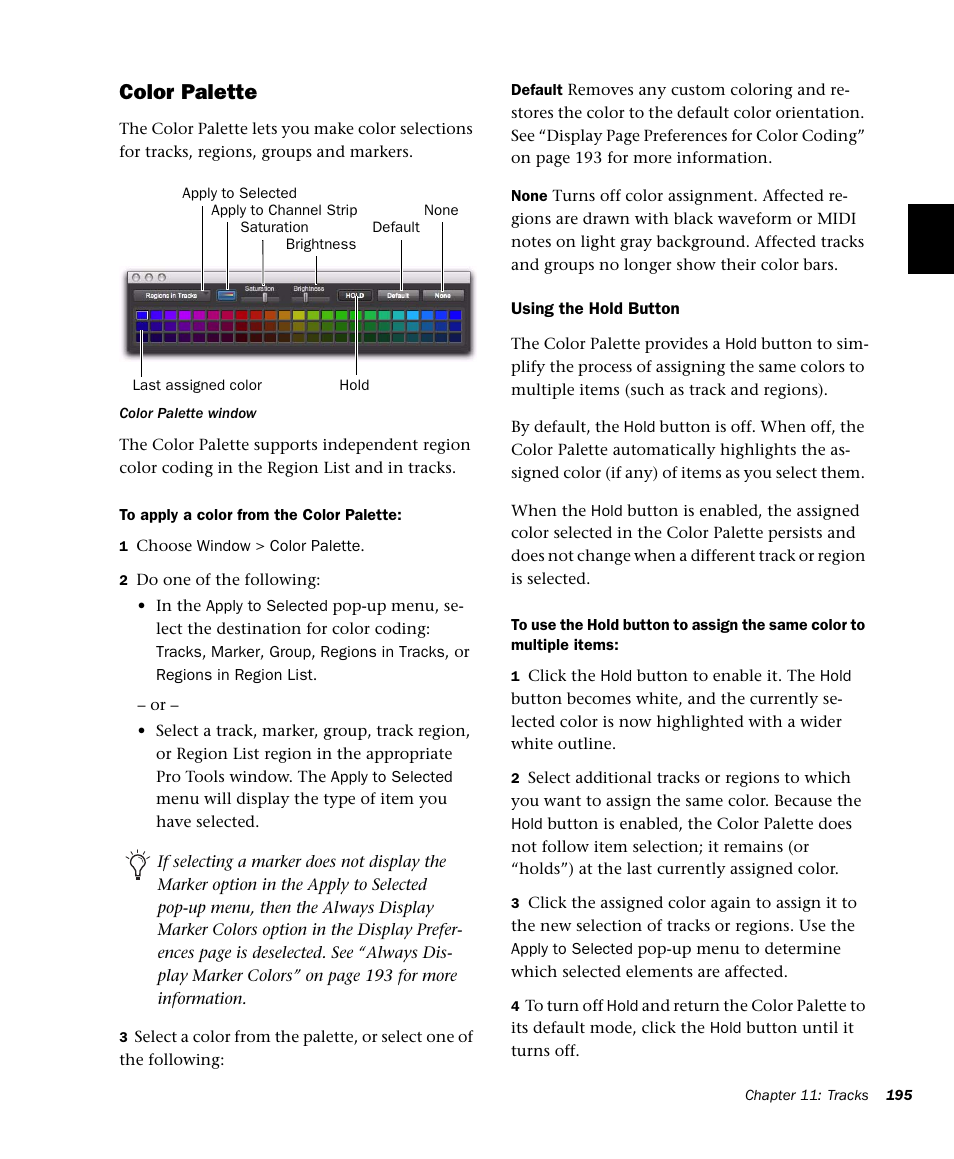Color palette | M-AUDIO Pro Tools Recording Studio User Manual | Page 213 / 1112