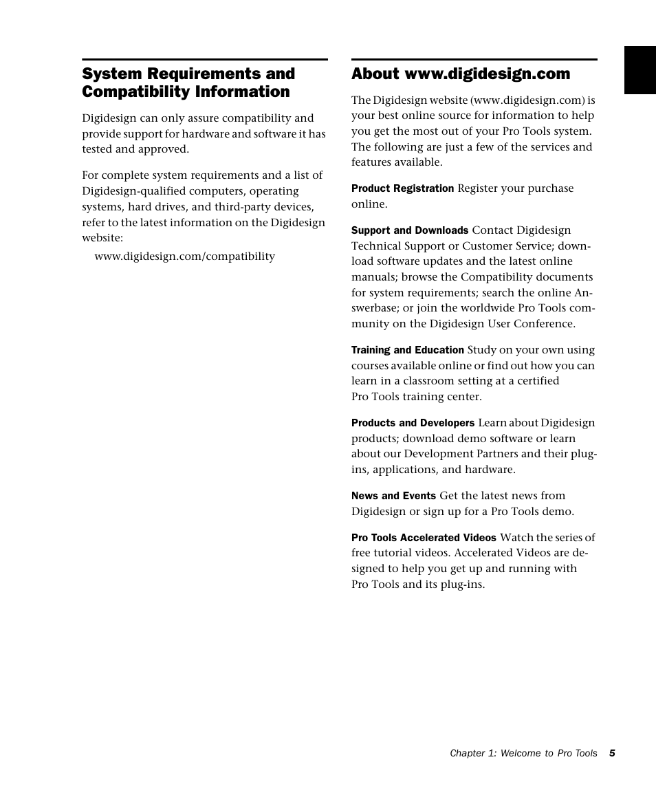 System requirements and compatibility information, About www.digidesign.com | M-AUDIO Pro Tools Recording Studio User Manual | Page 23 / 1112