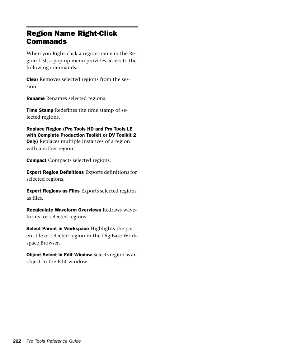 Region name right-click commands | M-AUDIO Pro Tools Recording Studio User Manual | Page 240 / 1112