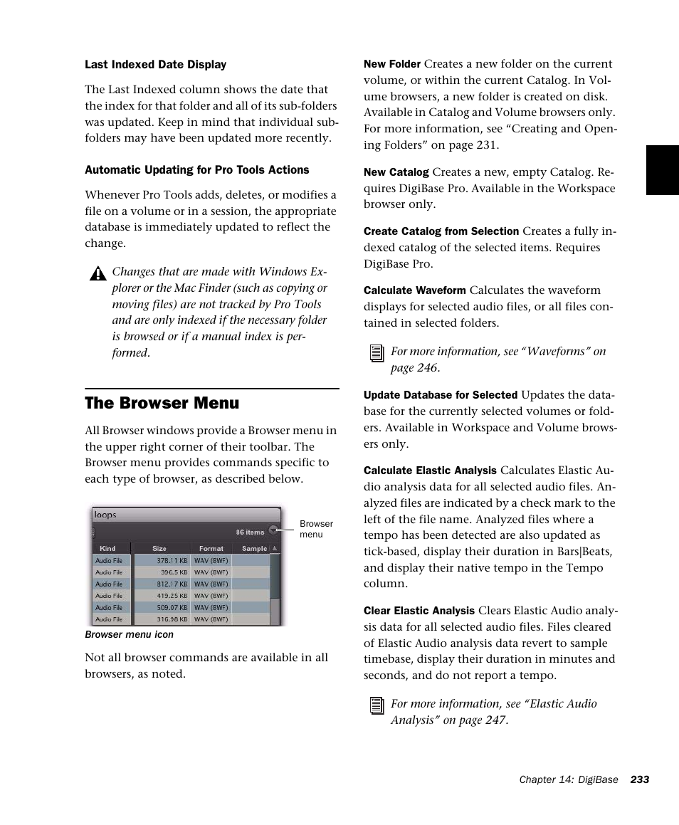 The browser menu | M-AUDIO Pro Tools Recording Studio User Manual | Page 251 / 1112