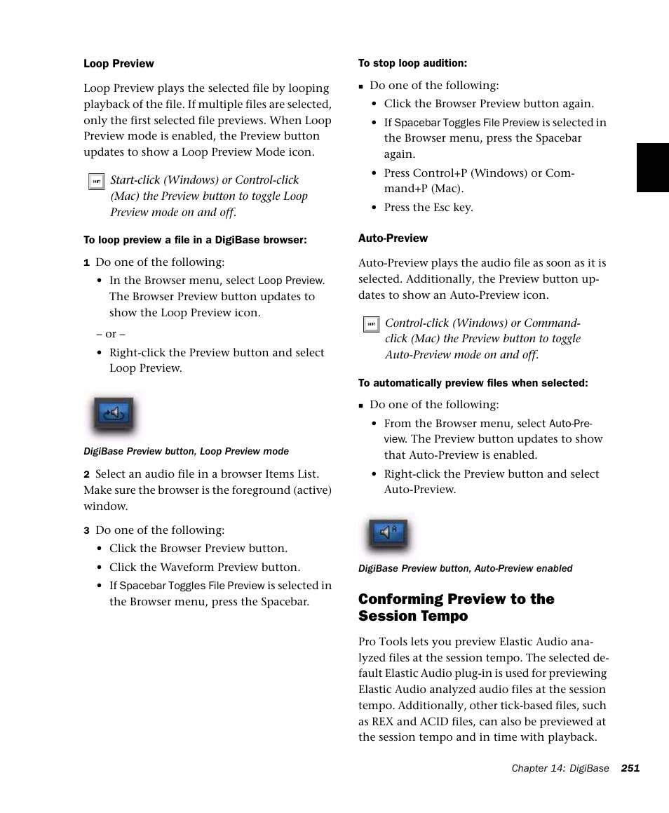 Conforming preview to the session tempo | M-AUDIO Pro Tools Recording Studio User Manual | Page 269 / 1112