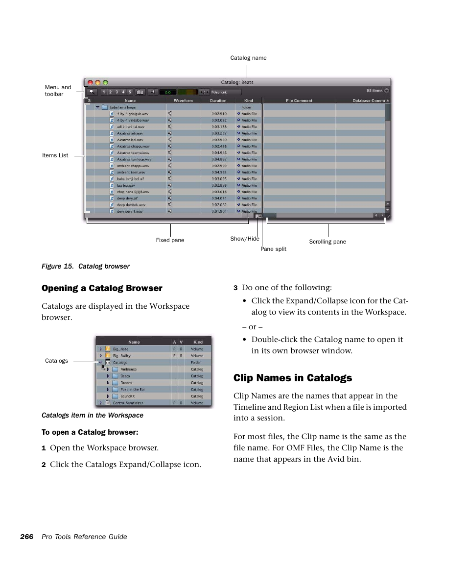 Clip names in catalogs | M-AUDIO Pro Tools Recording Studio User Manual | Page 284 / 1112