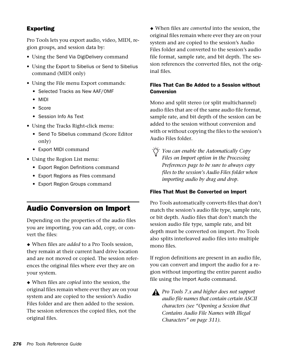 Audio conversion on import | M-AUDIO Pro Tools Recording Studio User Manual | Page 294 / 1112