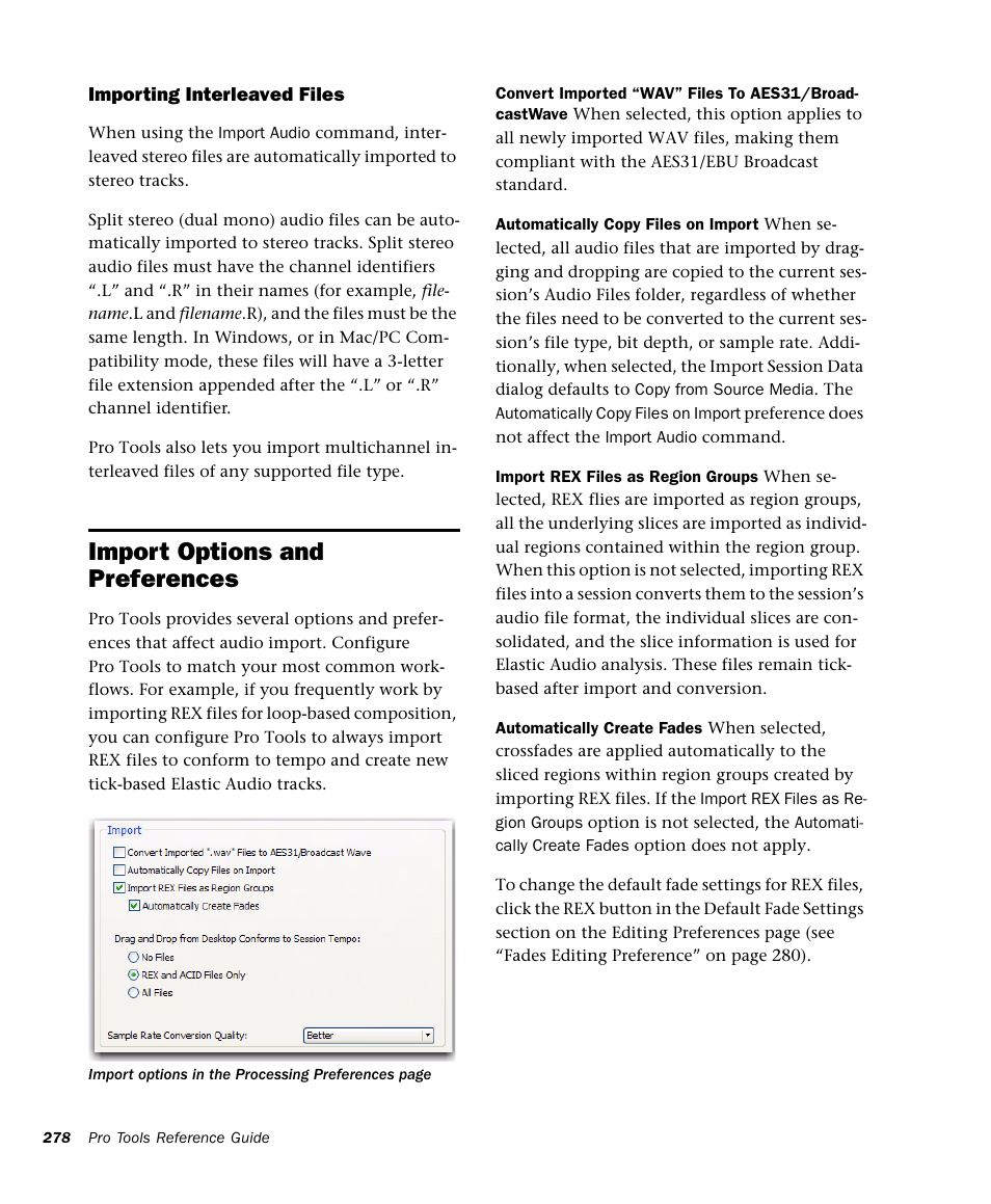 Import options and preferences | M-AUDIO Pro Tools Recording Studio User Manual | Page 296 / 1112