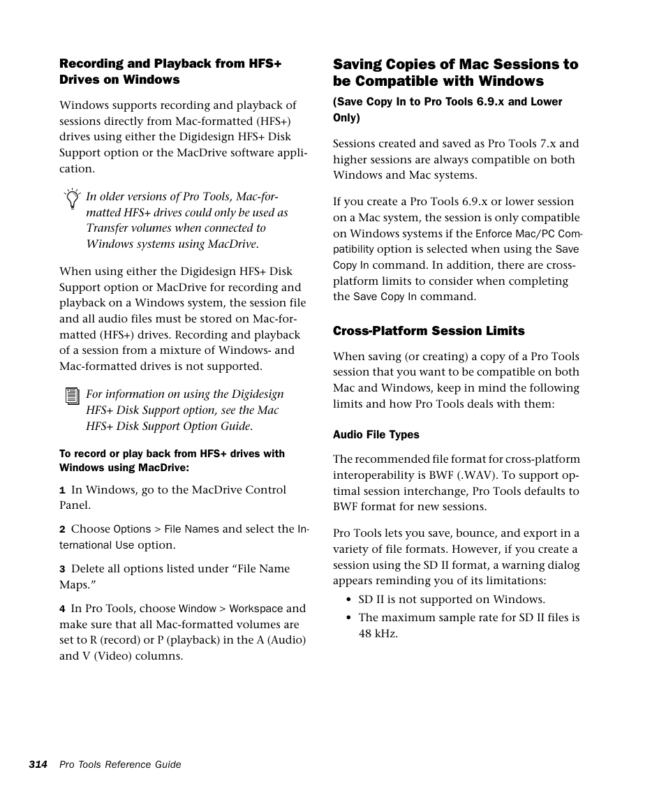 Saving copies of mac sessions to be com | M-AUDIO Pro Tools Recording Studio User Manual | Page 332 / 1112