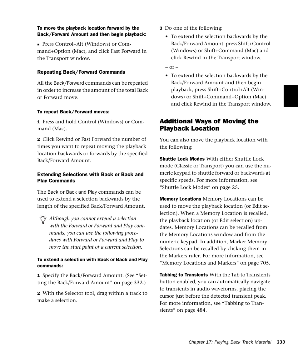 Additional ways of moving the playback location | M-AUDIO Pro Tools Recording Studio User Manual | Page 351 / 1112