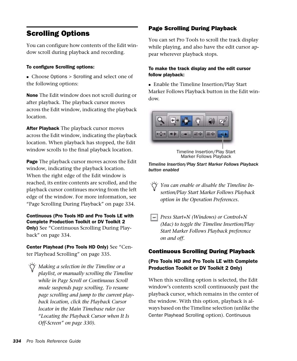 Scrolling options | M-AUDIO Pro Tools Recording Studio User Manual | Page 352 / 1112