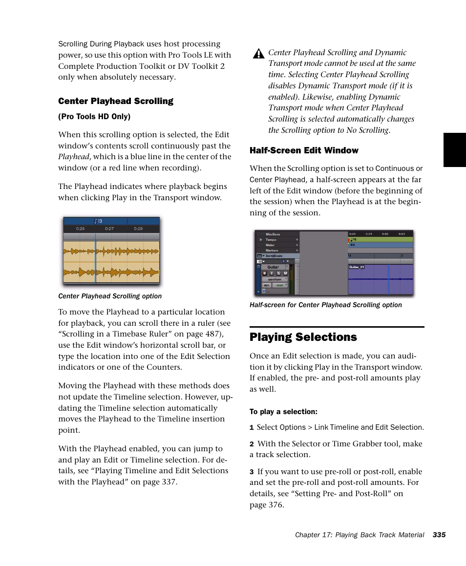 Playing selections | M-AUDIO Pro Tools Recording Studio User Manual | Page 353 / 1112