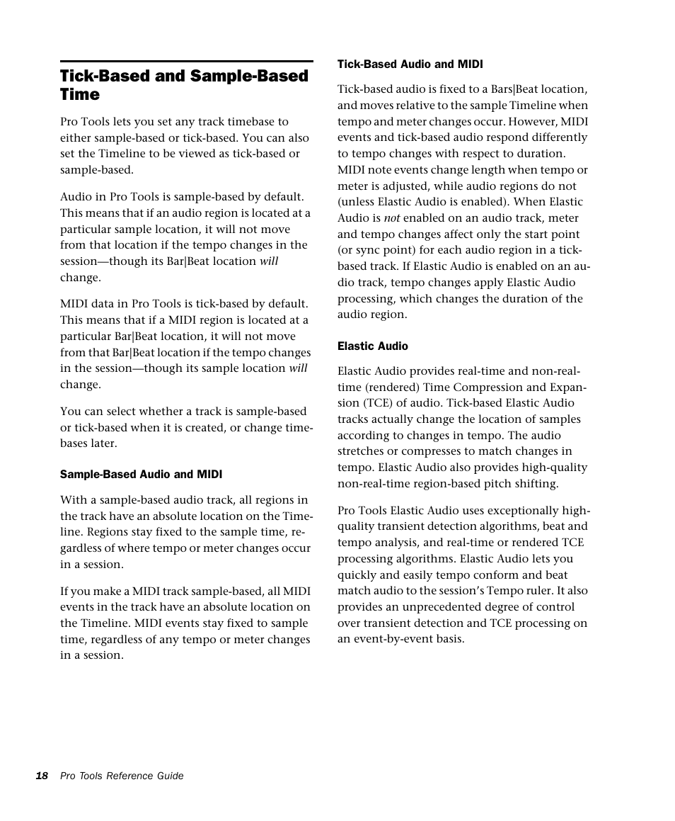 Tick-based and sample-based time | M-AUDIO Pro Tools Recording Studio User Manual | Page 36 / 1112
