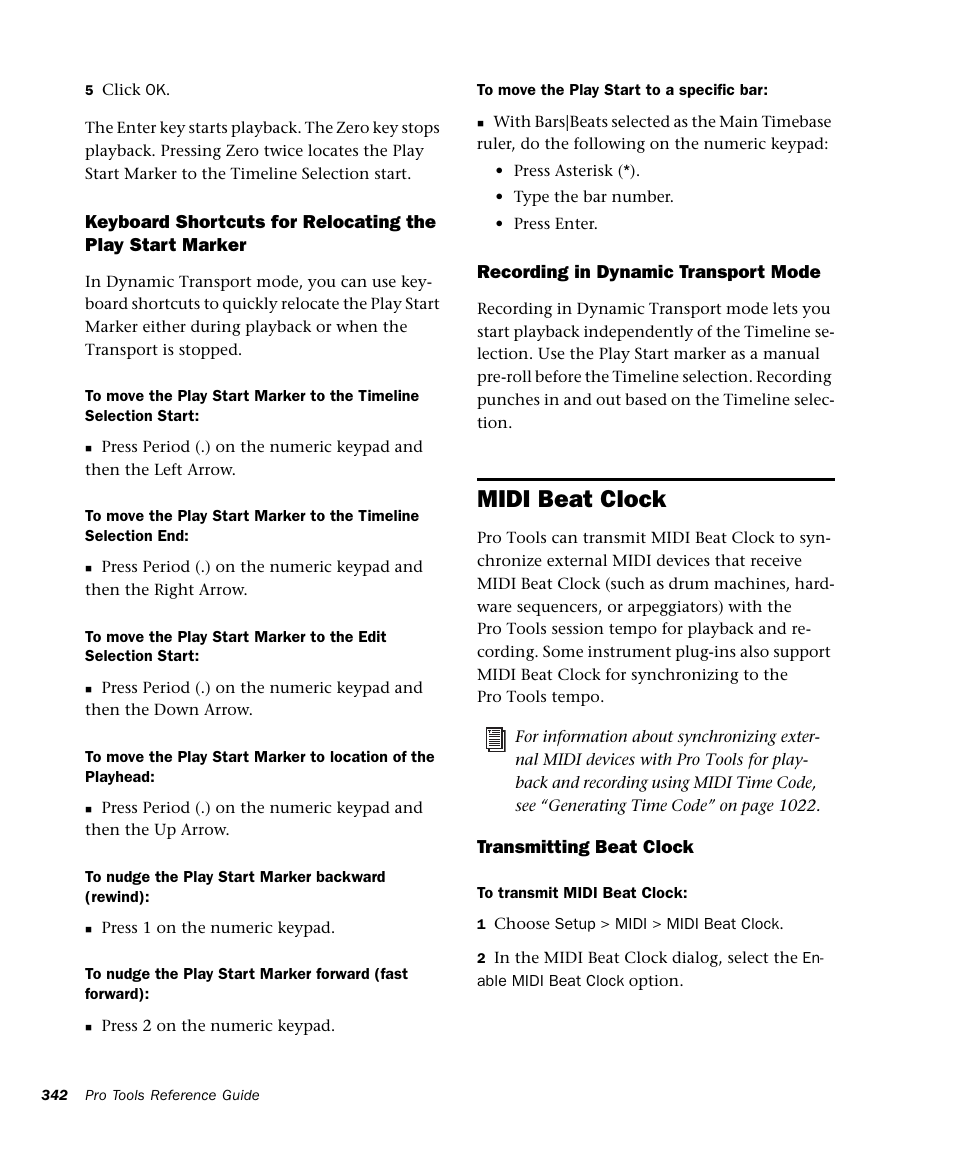 Midi beat clock | M-AUDIO Pro Tools Recording Studio User Manual | Page 360 / 1112