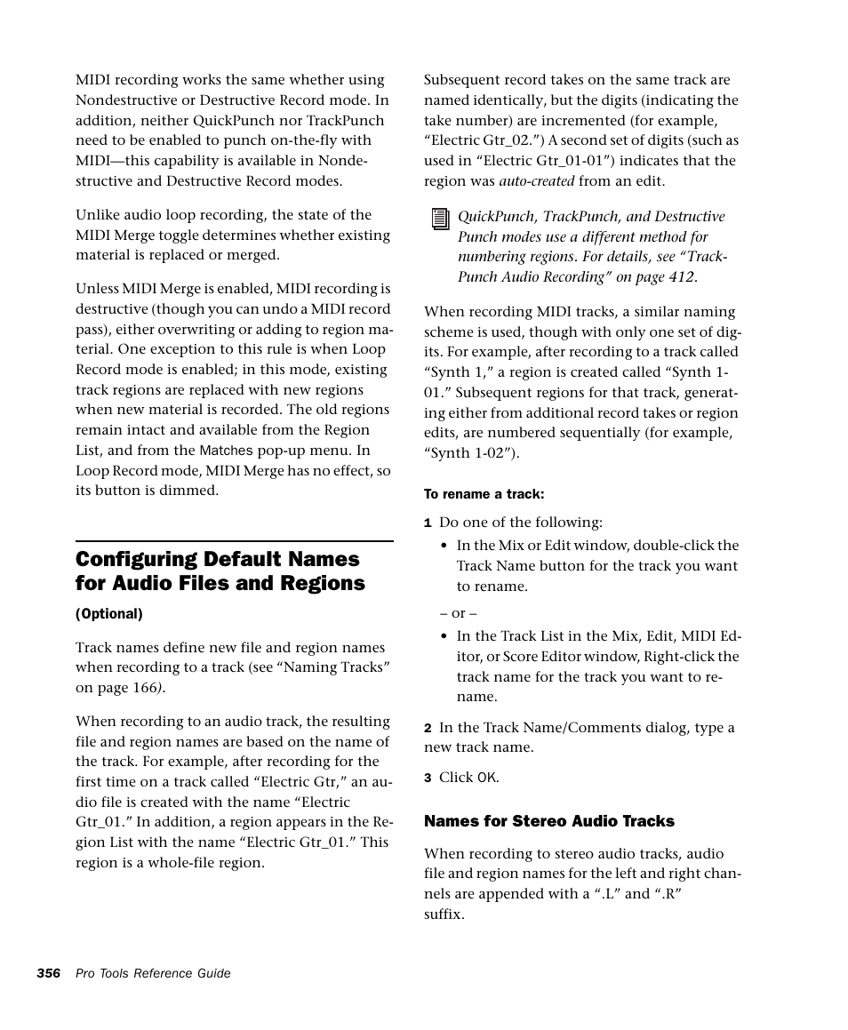 Configuring default names for audio | M-AUDIO Pro Tools Recording Studio User Manual | Page 374 / 1112
