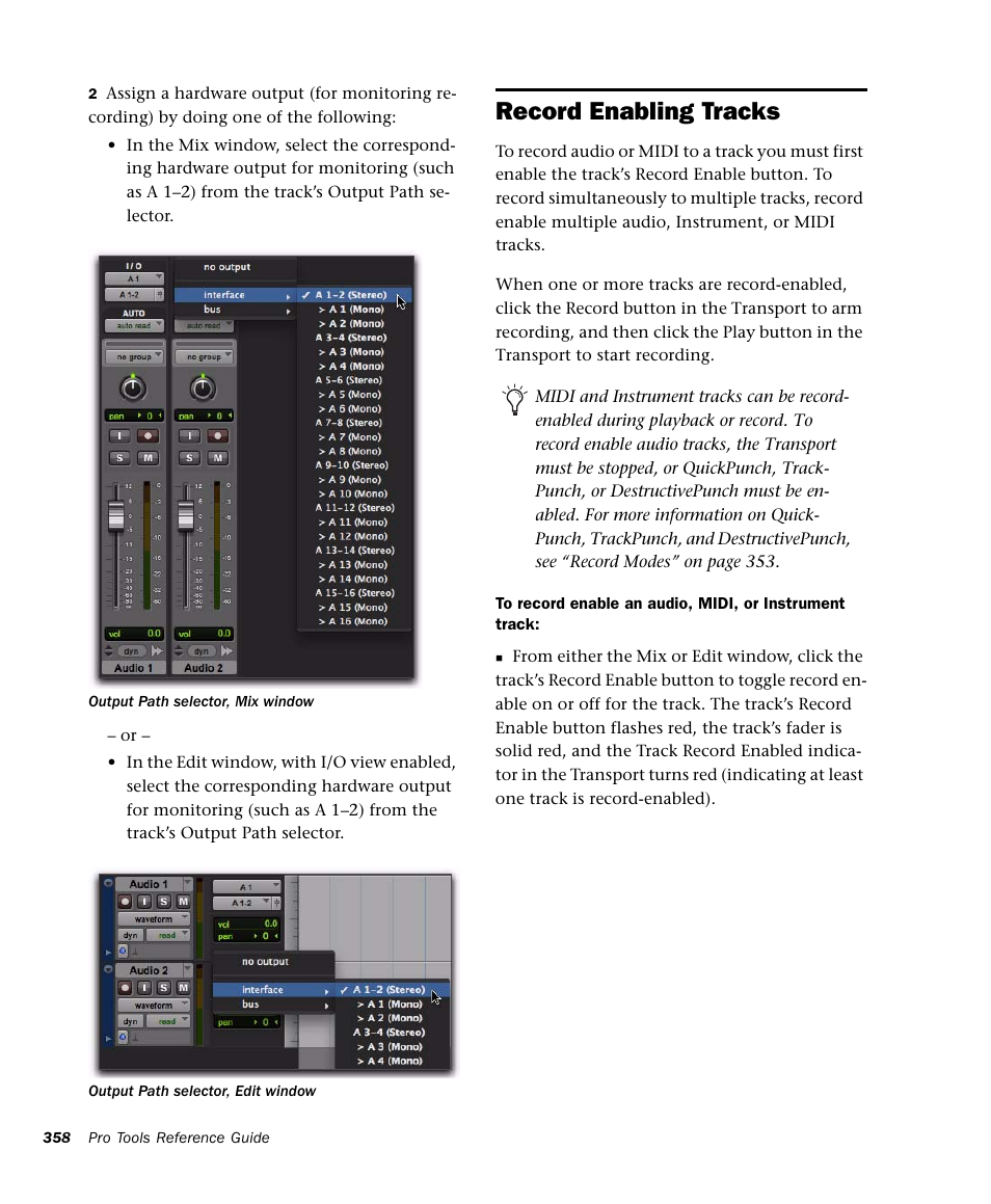 Record enabling tracks | M-AUDIO Pro Tools Recording Studio User Manual | Page 376 / 1112