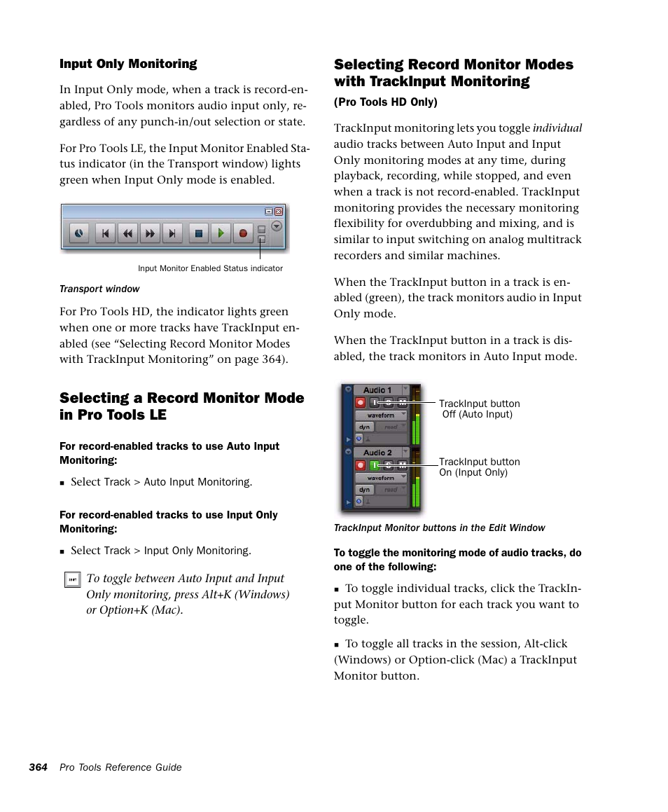 Selecting a record monitor mode in pro tools le | M-AUDIO Pro Tools Recording Studio User Manual | Page 382 / 1112