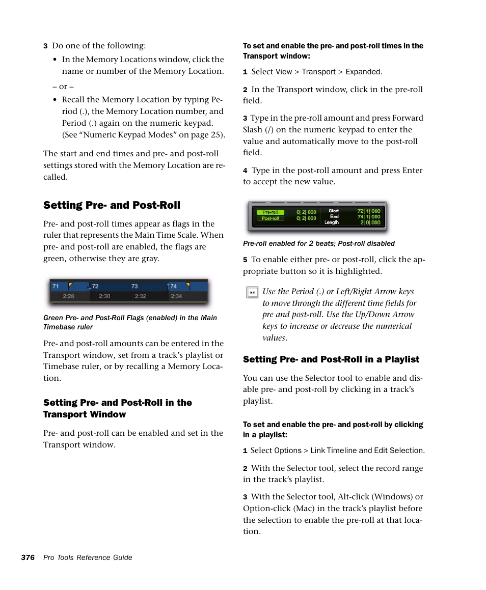 Setting pre- and post-roll | M-AUDIO Pro Tools Recording Studio User Manual | Page 394 / 1112