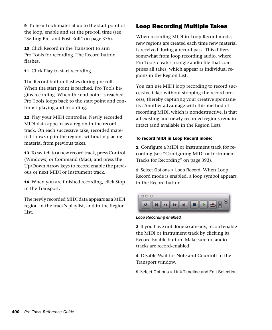 Loop recording multiple takes | M-AUDIO Pro Tools Recording Studio User Manual | Page 418 / 1112