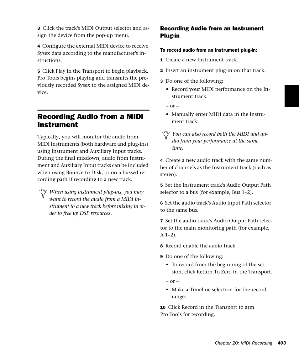Recording audio from a midi instrument | M-AUDIO Pro Tools Recording Studio User Manual | Page 421 / 1112