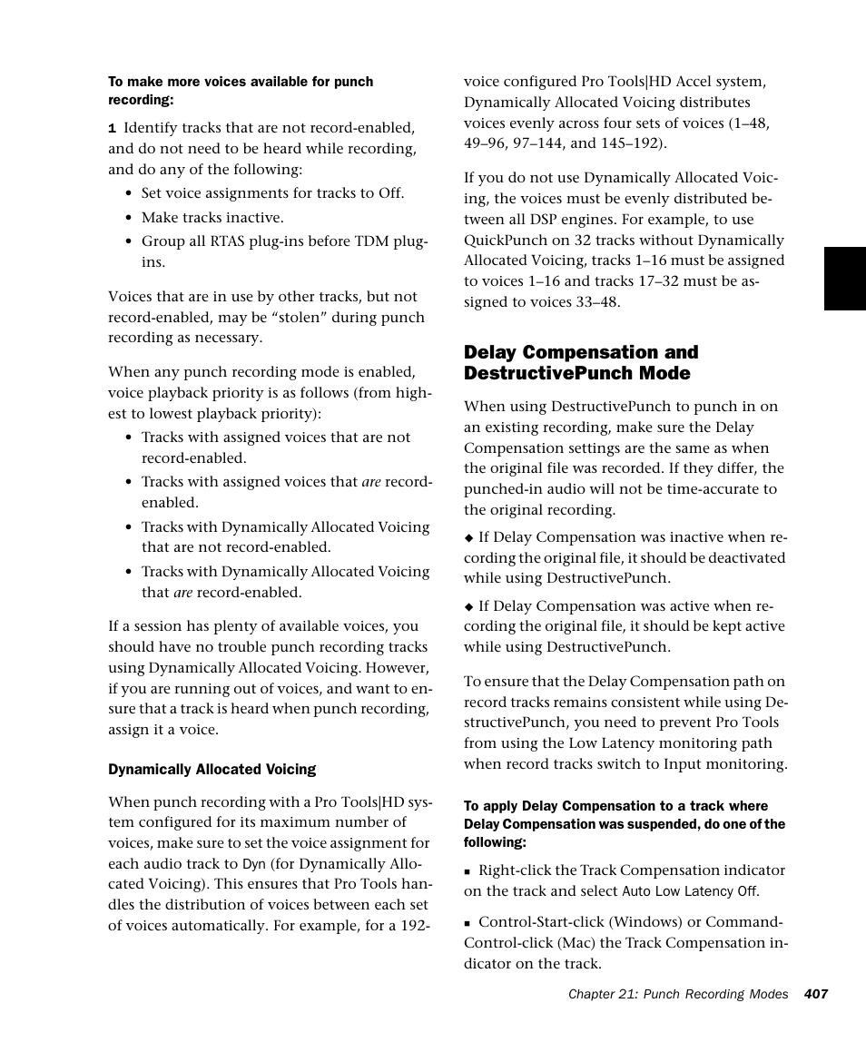 Delay compensation and destructive, Delay compensation and destructivepunch mode | M-AUDIO Pro Tools Recording Studio User Manual | Page 425 / 1112