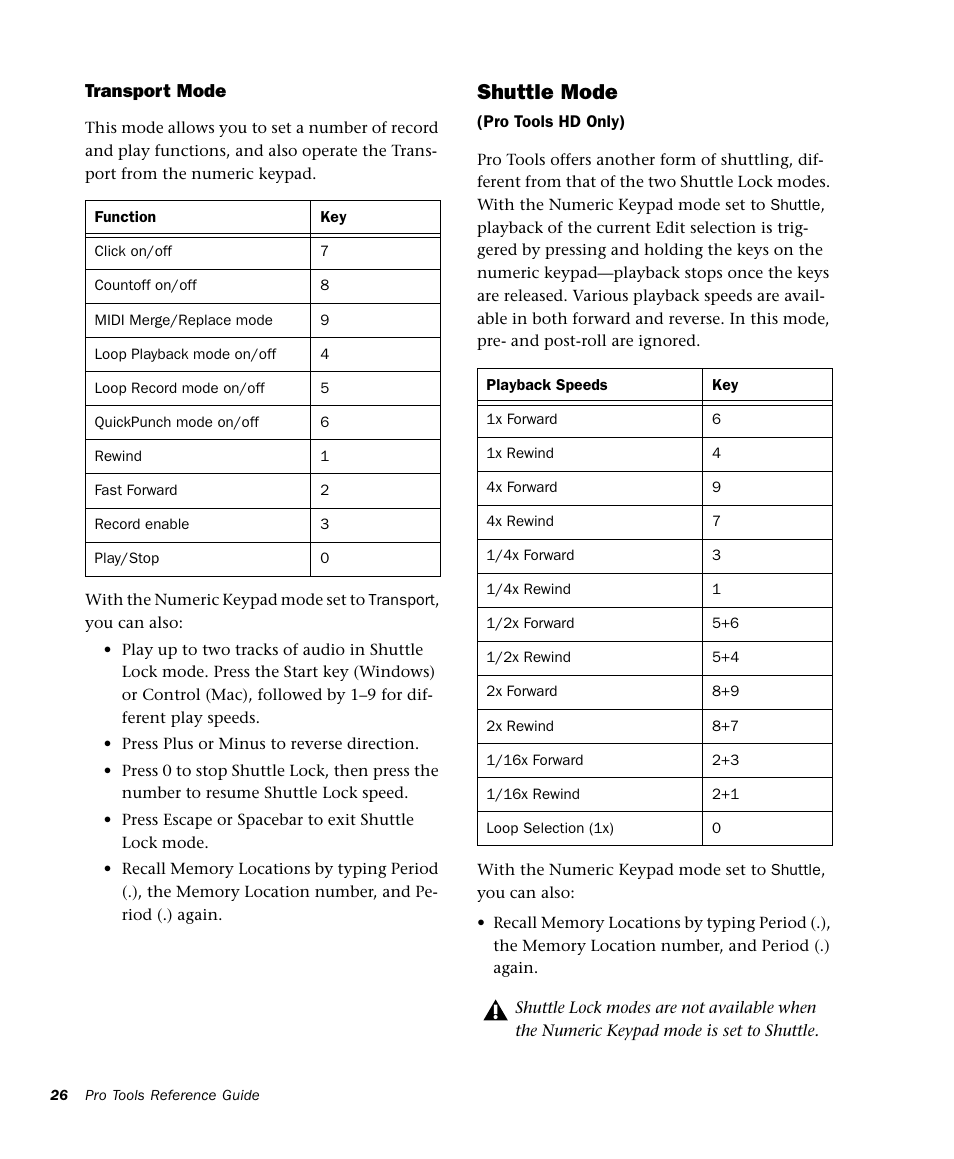 Shuttle mode | M-AUDIO Pro Tools Recording Studio User Manual | Page 44 / 1112