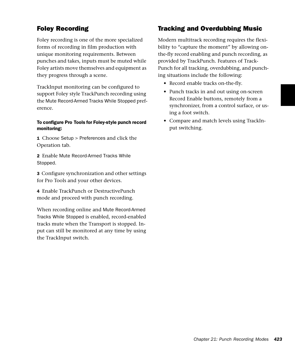 Foley recording, Tracking and overdubbing music | M-AUDIO Pro Tools Recording Studio User Manual | Page 441 / 1112