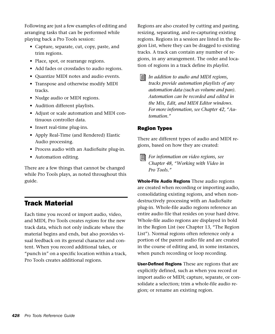 Track material | M-AUDIO Pro Tools Recording Studio User Manual | Page 446 / 1112