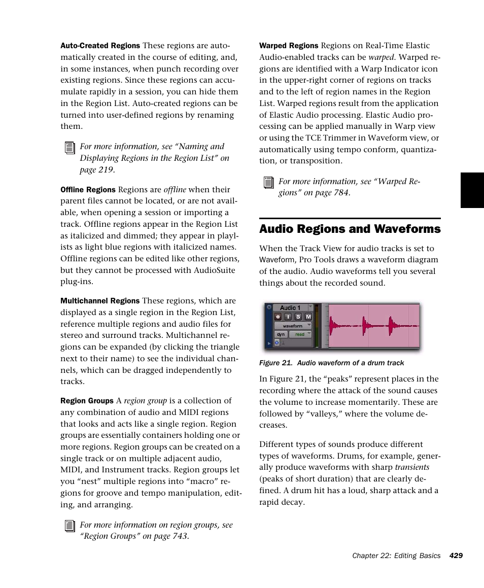 Audio regions and waveforms | M-AUDIO Pro Tools Recording Studio User Manual | Page 447 / 1112