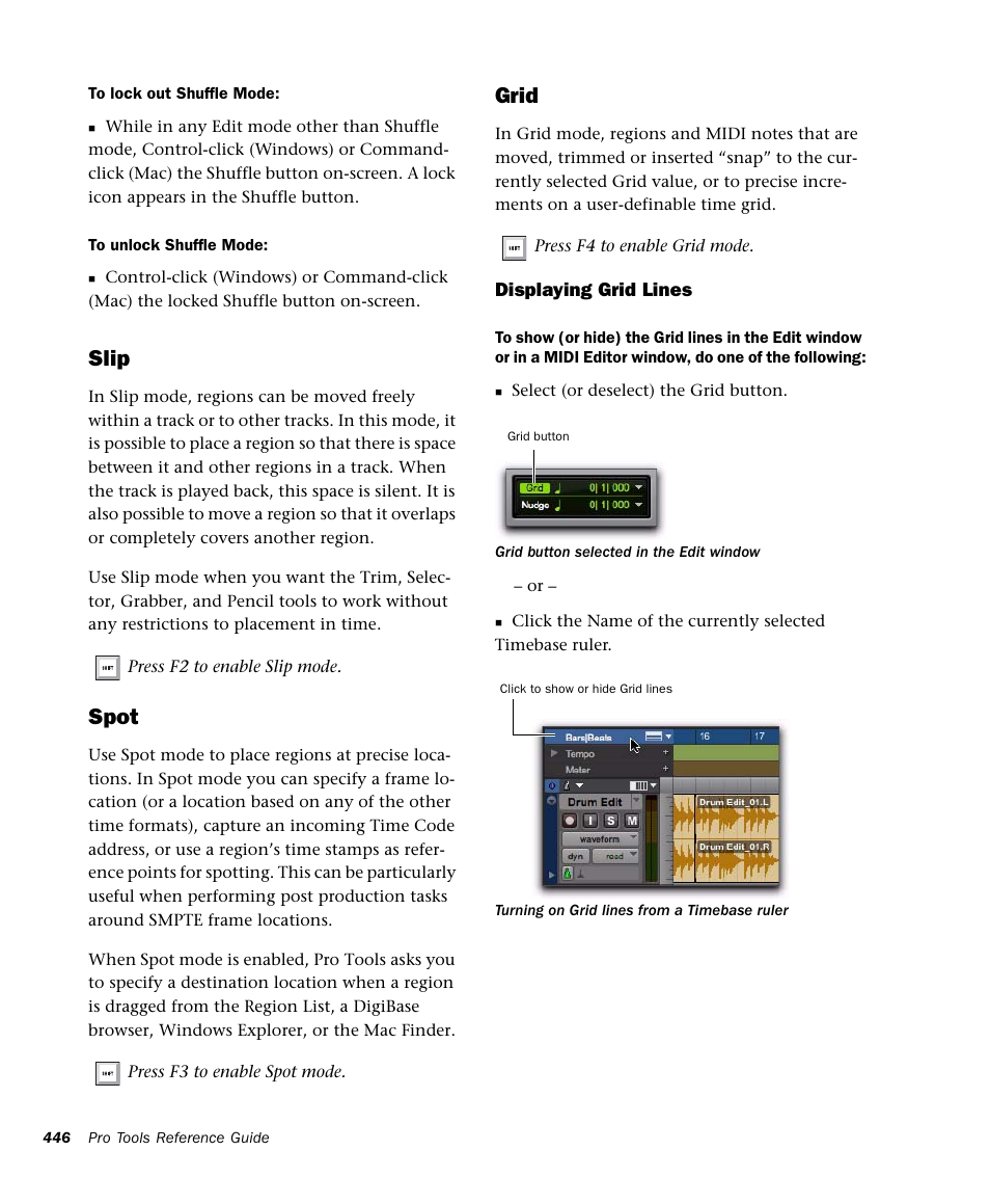 Slip, Spot, Grid | M-AUDIO Pro Tools Recording Studio User Manual | Page 464 / 1112