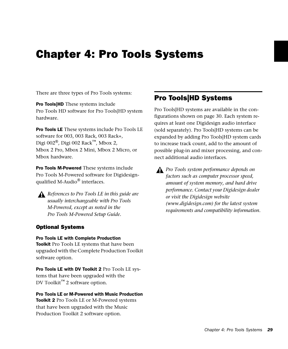 Chapter 4: pro tools systems, Pro tools|hd systems, Pro tools systems | M-AUDIO Pro Tools Recording Studio User Manual | Page 47 / 1112