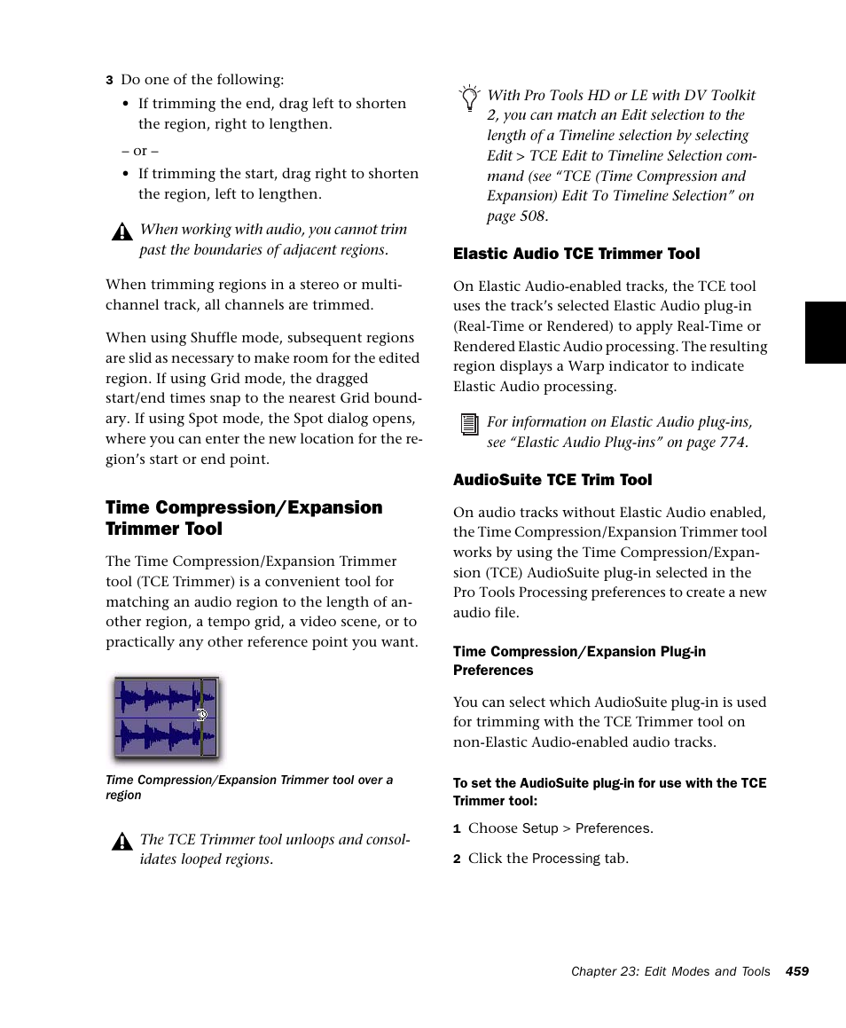 Time compression/expansion trimmer tool | M-AUDIO Pro Tools Recording Studio User Manual | Page 477 / 1112