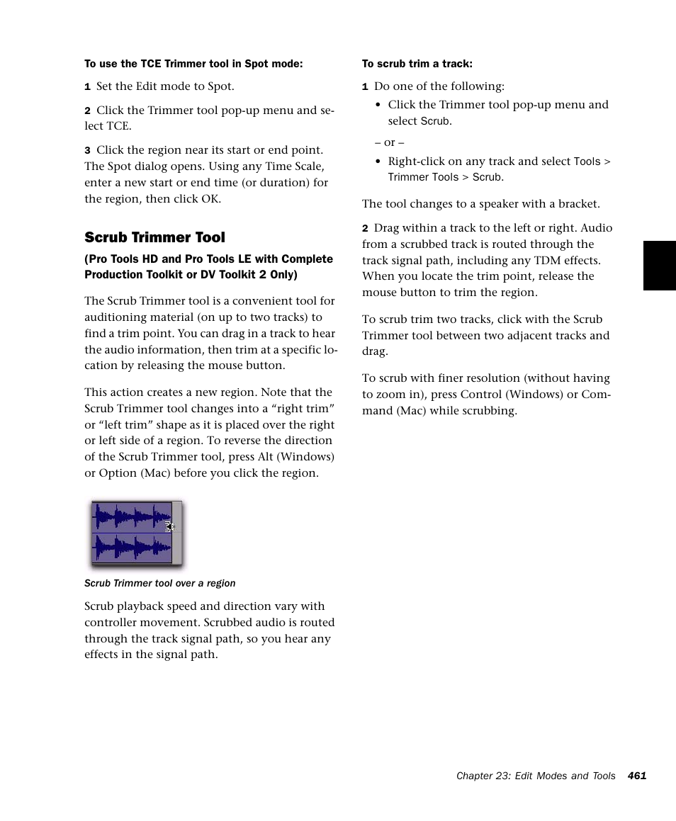 Scrub trimmer tool | M-AUDIO Pro Tools Recording Studio User Manual | Page 479 / 1112