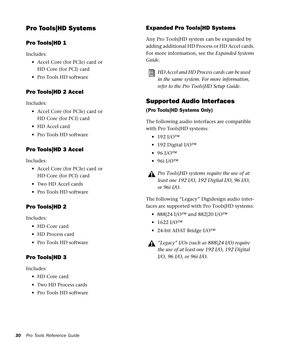 Pro tools|hd systems, Supported audio interfaces | M-AUDIO Pro Tools Recording Studio User Manual | Page 48 / 1112
