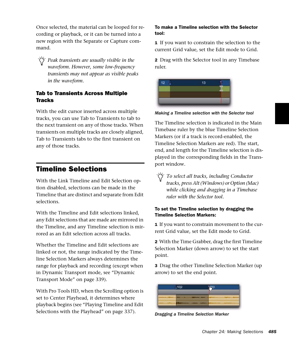 Timeline selections | M-AUDIO Pro Tools Recording Studio User Manual | Page 503 / 1112