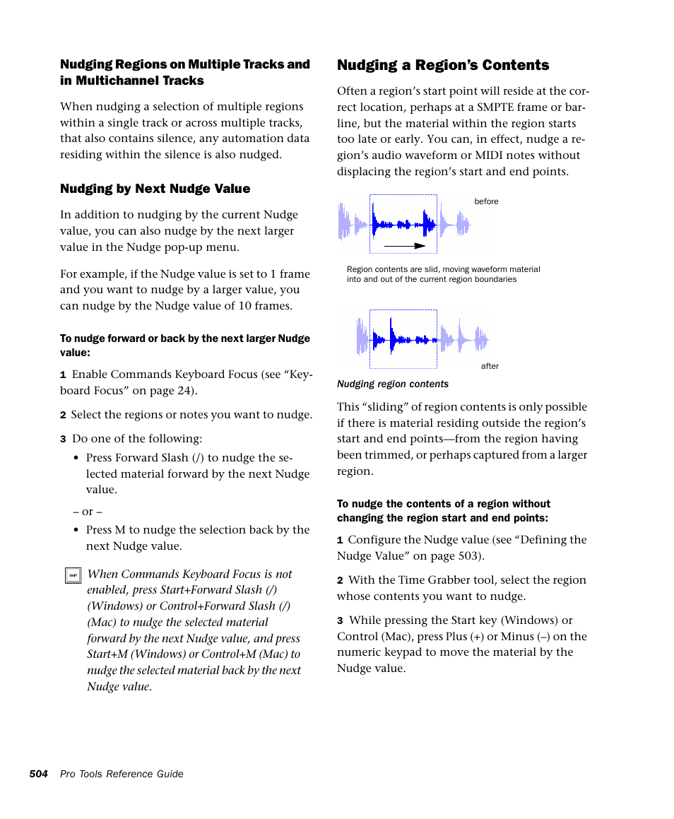 Nudging a region’s contents | M-AUDIO Pro Tools Recording Studio User Manual | Page 522 / 1112