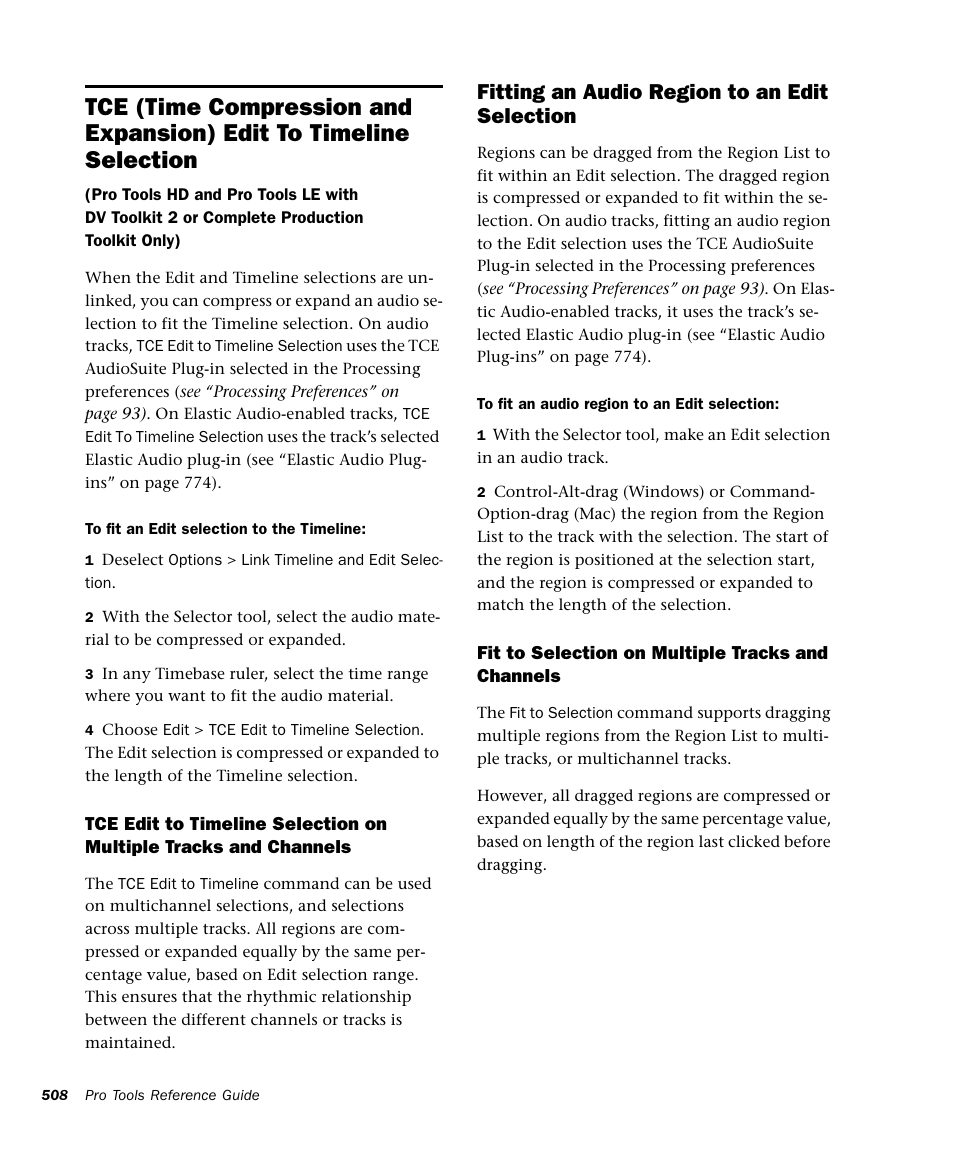 Fitting an audio region to an edit selection | M-AUDIO Pro Tools Recording Studio User Manual | Page 526 / 1112