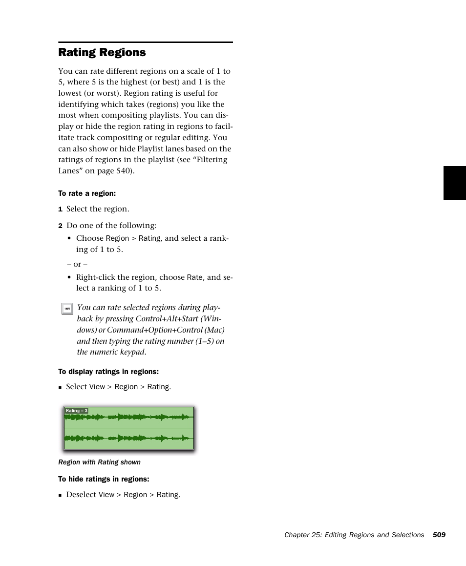 Rating regions | M-AUDIO Pro Tools Recording Studio User Manual | Page 527 / 1112