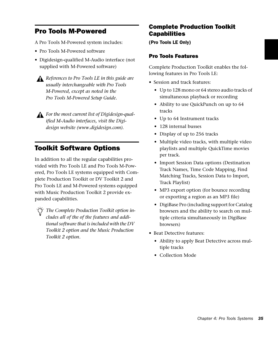 Pro tools m-powered, Toolkit software options, Complete production toolkit capabilities | M-AUDIO Pro Tools Recording Studio User Manual | Page 53 / 1112