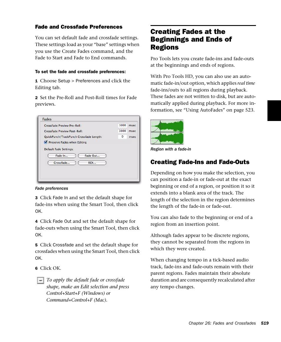 Creating fade-ins and fade-outs | M-AUDIO Pro Tools Recording Studio User Manual | Page 537 / 1112