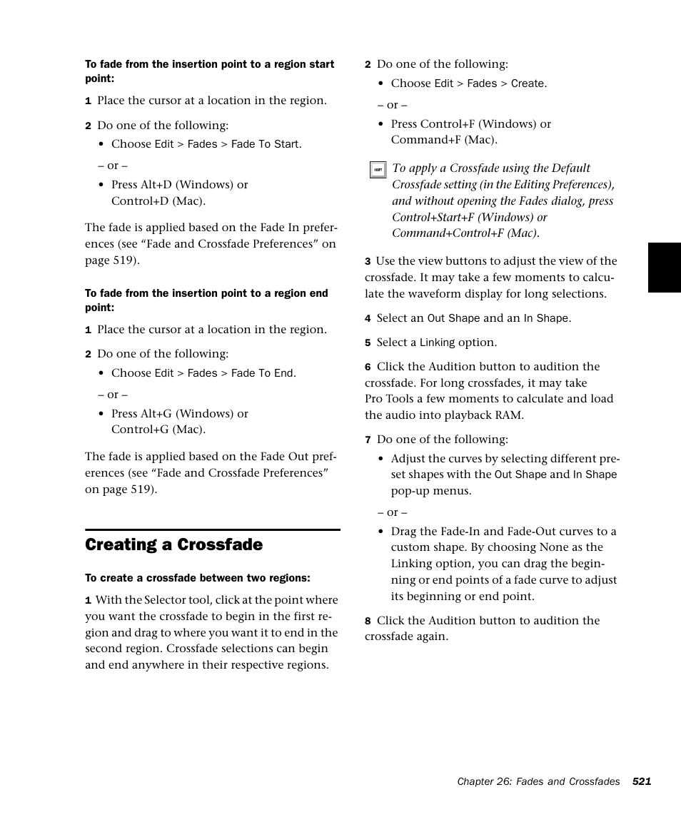 Creating a crossfade | M-AUDIO Pro Tools Recording Studio User Manual | Page 539 / 1112