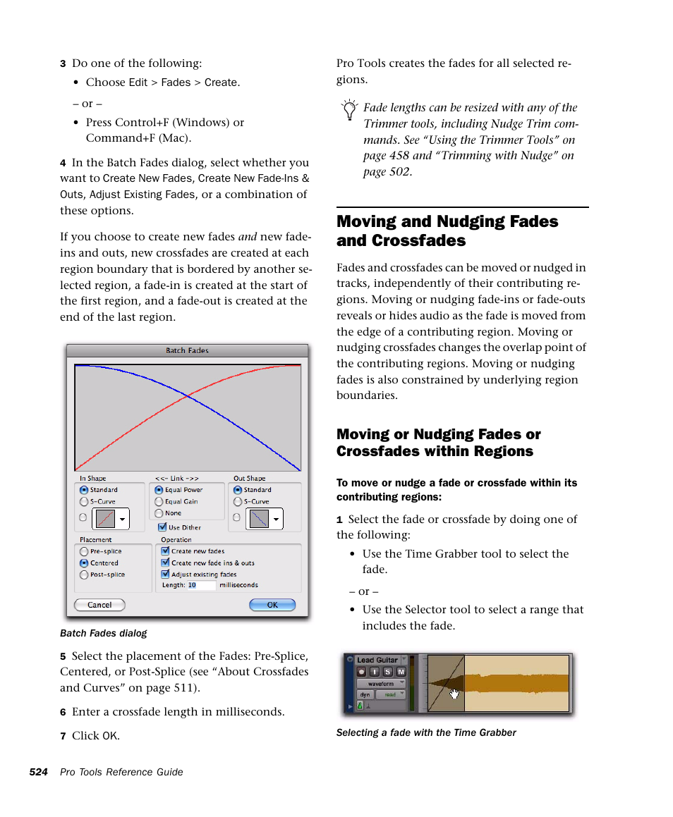 Moving and nudging fades and crossfades | M-AUDIO Pro Tools Recording Studio User Manual | Page 542 / 1112