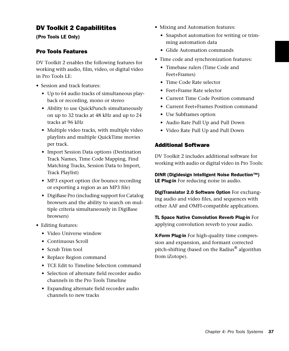 Dv toolkit 2 capabilitites | M-AUDIO Pro Tools Recording Studio User Manual | Page 55 / 1112