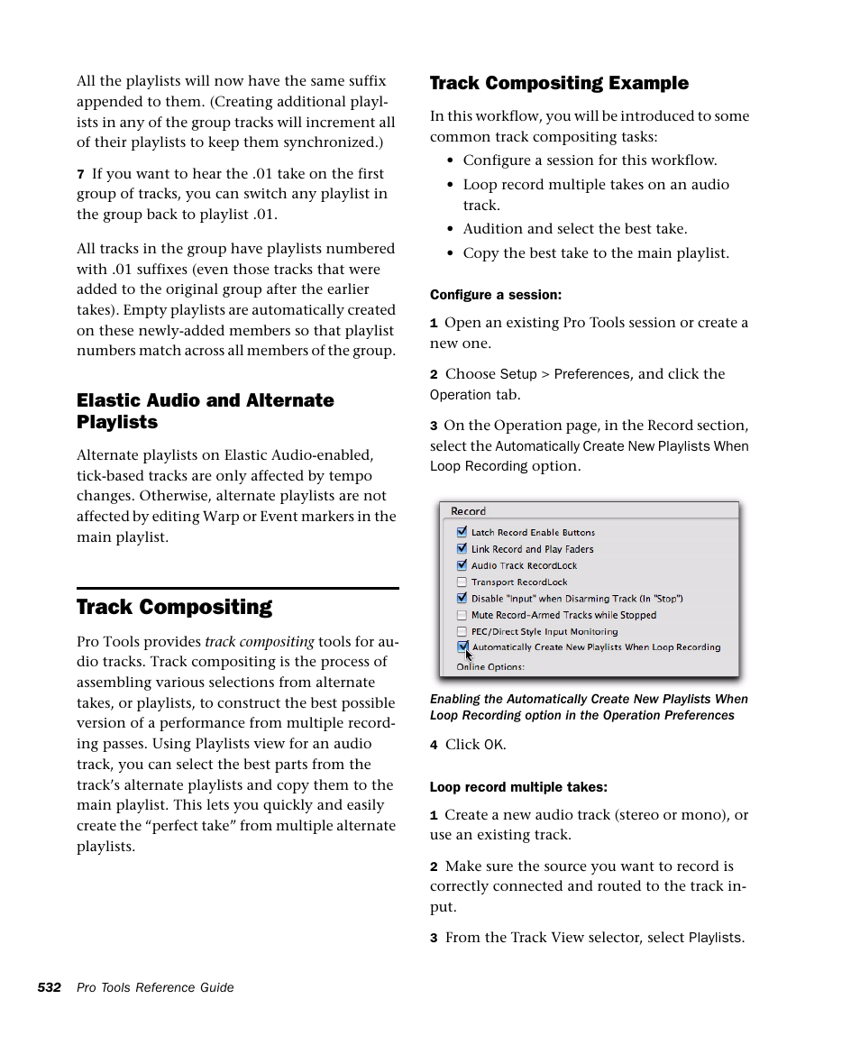 Track compositing, Elastic audio and alternate playlists, Track compositing example | M-AUDIO Pro Tools Recording Studio User Manual | Page 550 / 1112