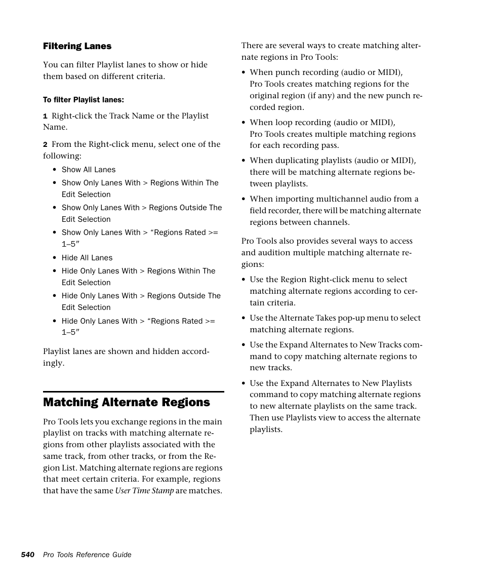 Matching alternate regions | M-AUDIO Pro Tools Recording Studio User Manual | Page 558 / 1112